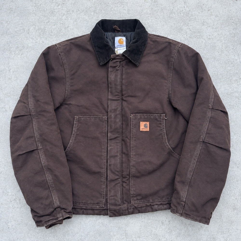 Carhartt J22 DKB Dark Brown Sandstone Arctic Quilt Lined Duck Jacket Small